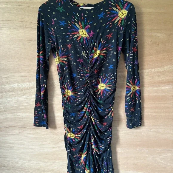 FARM Rio | Dresses | Farm Rio Blue Ruched Long Sleeve Bodycon Dress |  Poshmark